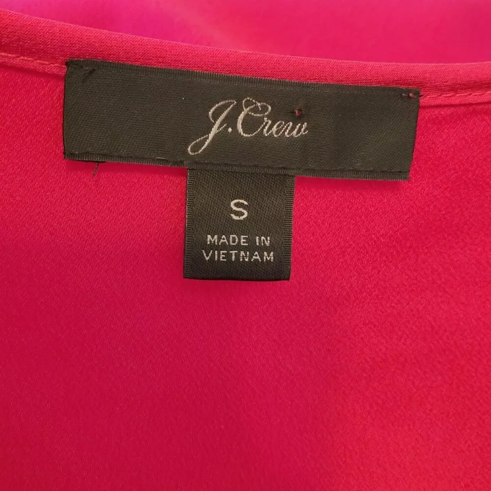 J. Crew Satin Long Sleeve Ruffle Front Crepe Top